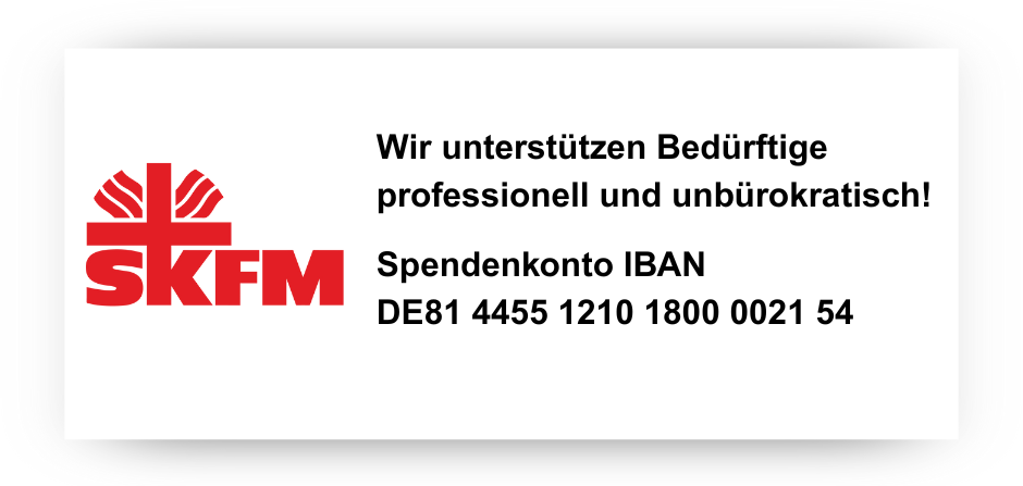 Spendenkonto IBAN DE81 4455 1210 1800 0021 54